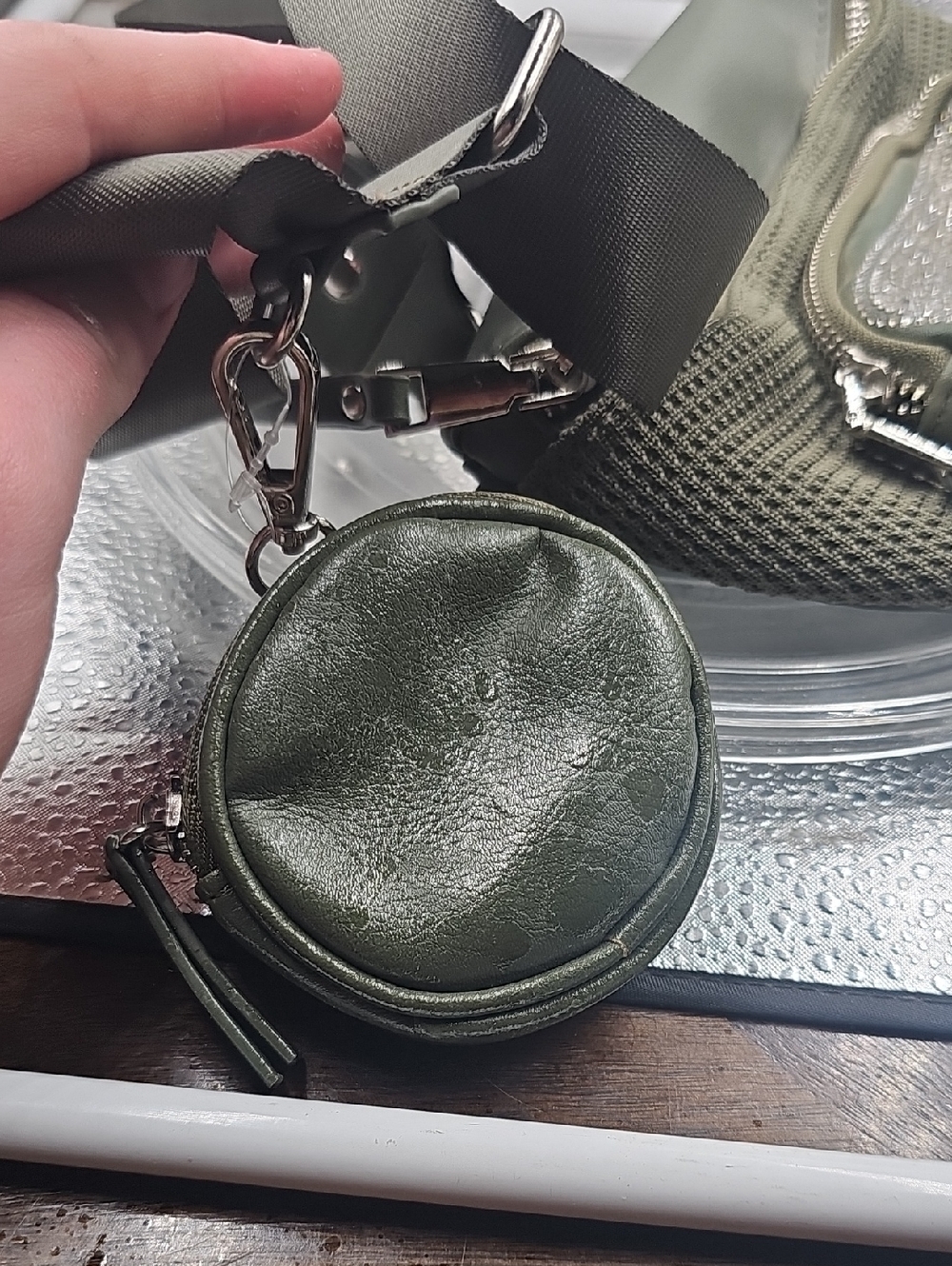 Q Stylish Satchel In Olive Green Madden NYC Rhinestone Bling - Picture 2 of 8